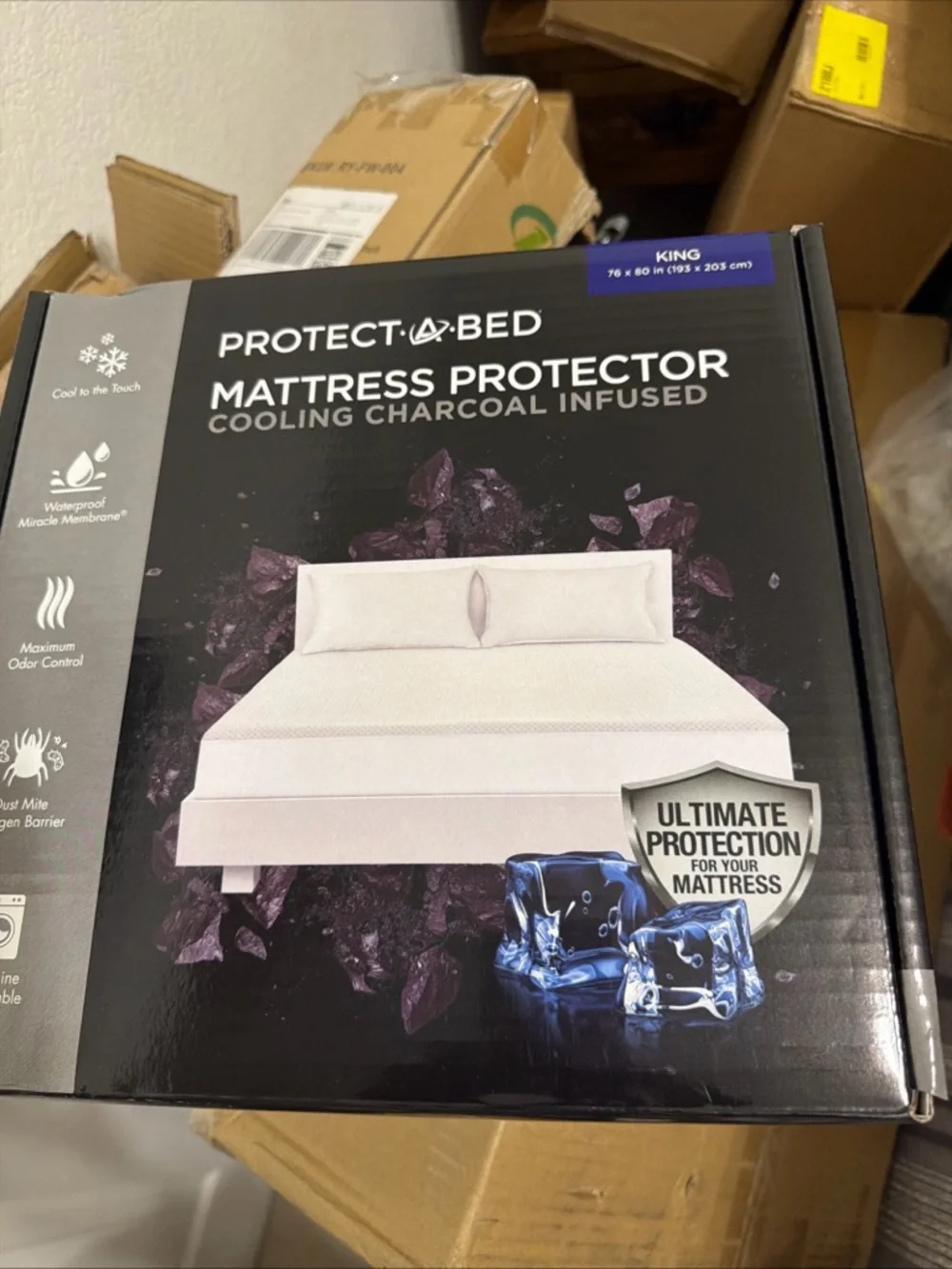 Protect -A -Bed Mattress Protector - Cooling Charcoal Infused King - White